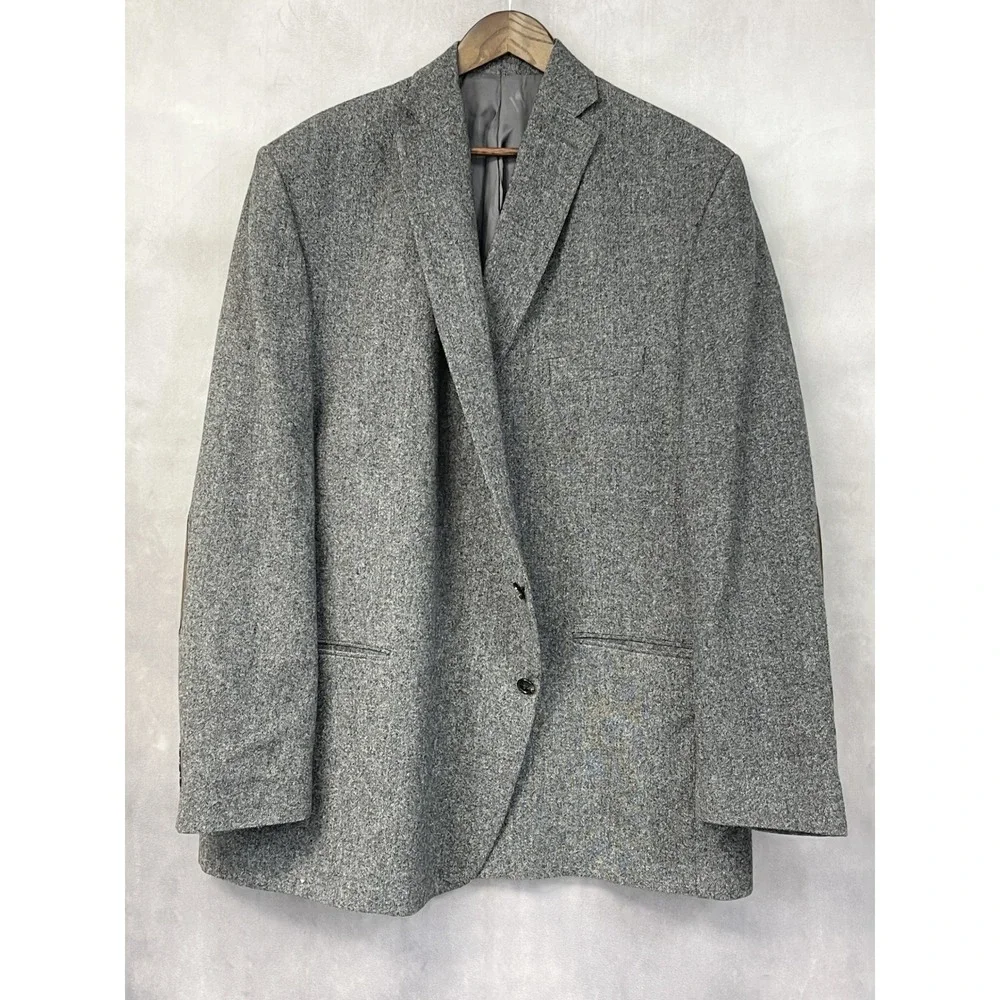 Ralph Lauren Blazer Mens 58L Wool Tweed Elbow Patches Academia Minimal Preppy